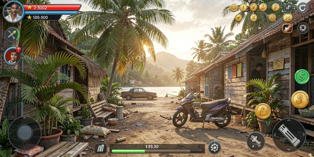 Screenshot karakter melawan monster dalam pertempuran epik.